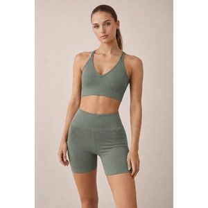 Set Active Two Piece Set Ribbed Seamless Bra Sculptflex Shorts Athletic Blue S/M